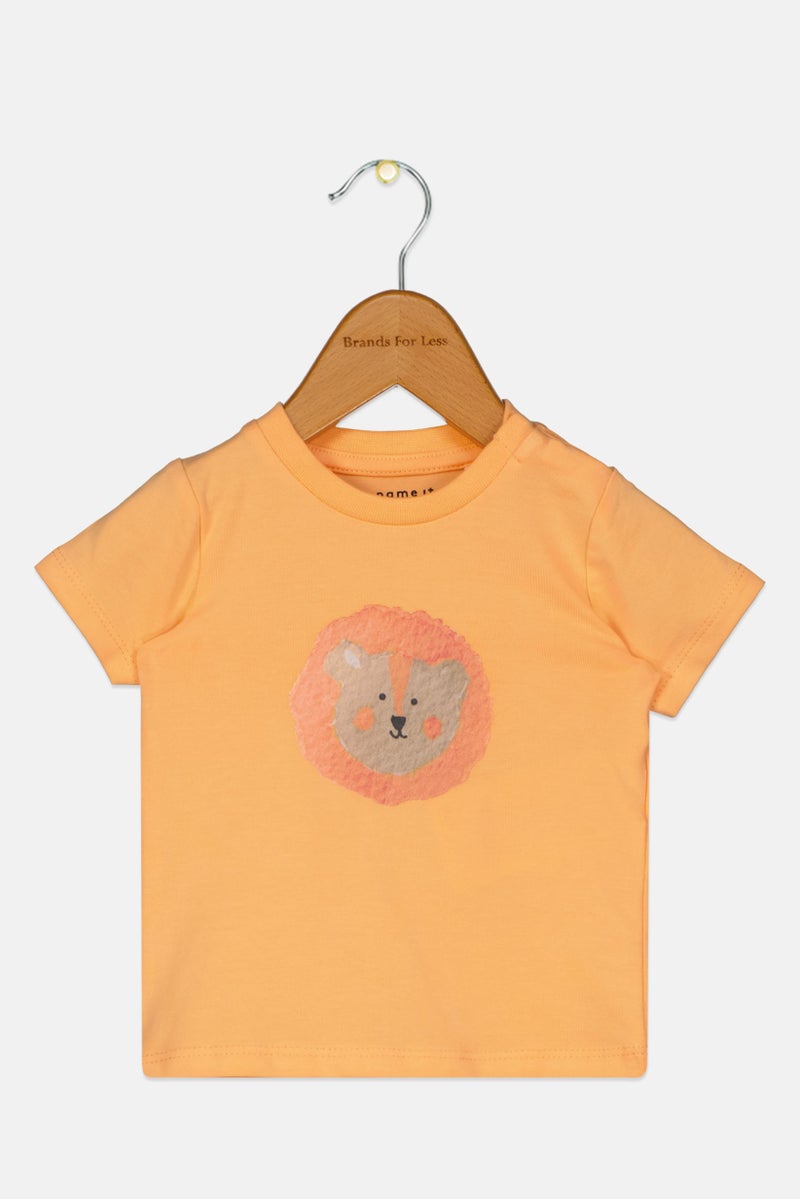 NAME IT Toddlers Boy Graphic Print Short Sleeves Top, Orange - Image 1