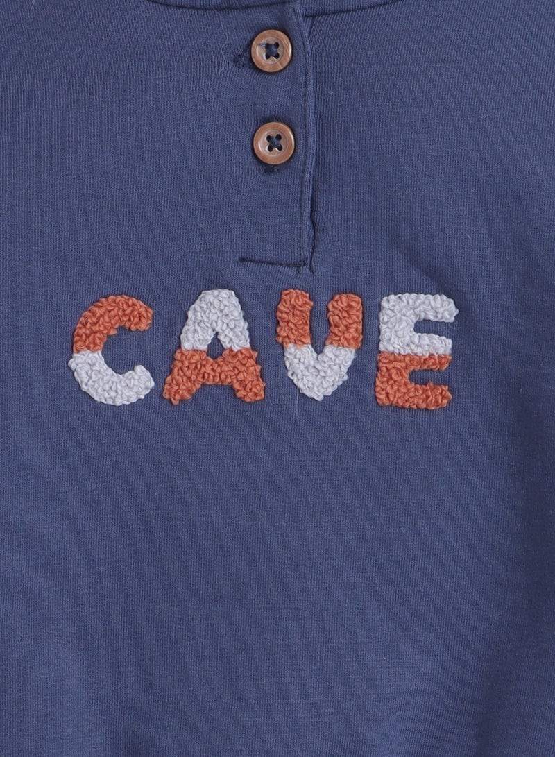 Dirkje Boys “M.A.N. Cave” Fleece Hoodie & Joggers Set – Navy & Coral - Image 5