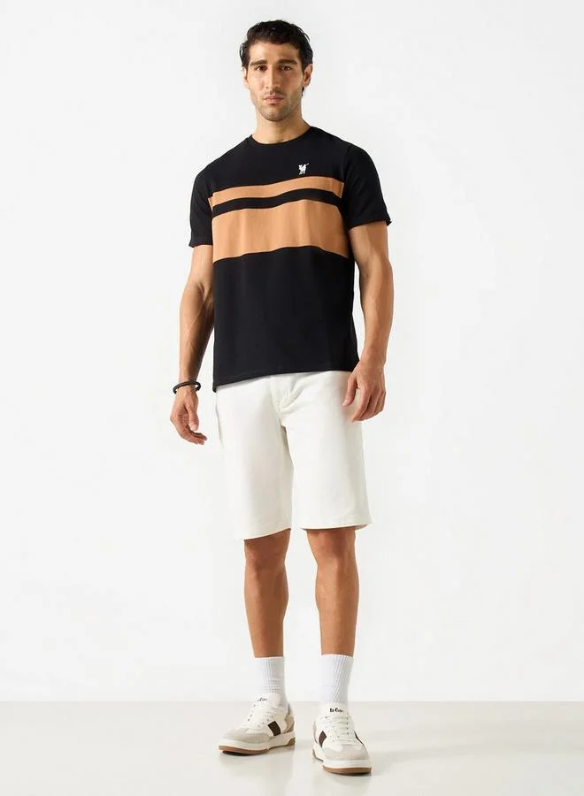 Splash FAV Colourblock Crew Neck T-shirt with Short Sleeves