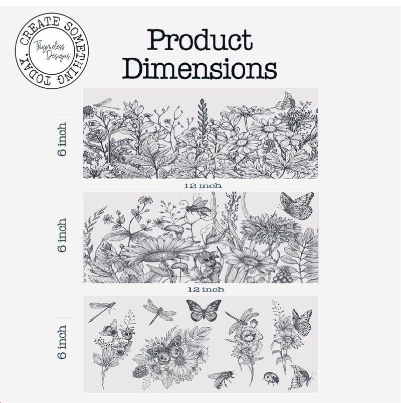 Thymeless Designs Rub on Transfers for Crafts and Furniture | 3 Design Sheets 6â€x 12â€ | Home Decor Transfers | Furniture and Craft Decals | by Thymeless Designs (Midnight Meadow) - Image 4