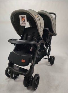 GOMAA Double stroller By GOMAA Suitable For Different Ages Newborn Infant + Baby Can Sit - Black 