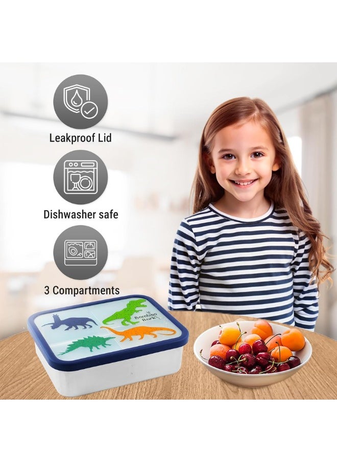 Bamboo Bark - Bamboo Bark Stainless Steel Lunch Box for Kids - Bento Lunch Box Kids with Compartments - BPA Free & Dishwasher Safe Snack Box for School, Picnic - Image 1