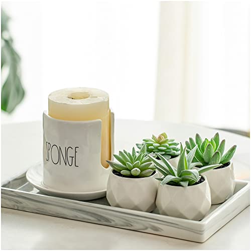 CADNLY Fake Succulent Plant Set - Artificial Plants for Women Desk - Realistic Faux Succulents in Ceramic Pots - Mini Green Decor for Bedroom Bathroom Office Shelf 4 Pack - Image 2