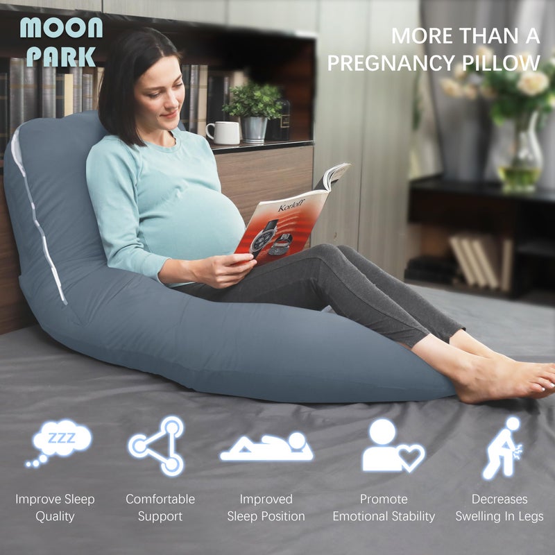 MOON PARK Pregnancy Pillows for Sleeping - U Shaped Full Body Maternity Pillow with Removable Cover - Support for Back, Legs, Belly, Hips - 57 Inch - Grey - Cooling Cover - Image 4