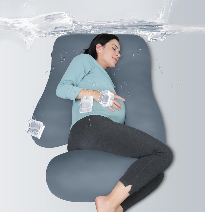 MOON PARK Pregnancy Pillows for Sleeping - U Shaped Full Body Maternity Pillow with Removable Cover - Support for Back, Legs, Belly, Hips - 57 Inch - Grey - Cooling Cover - Image 1