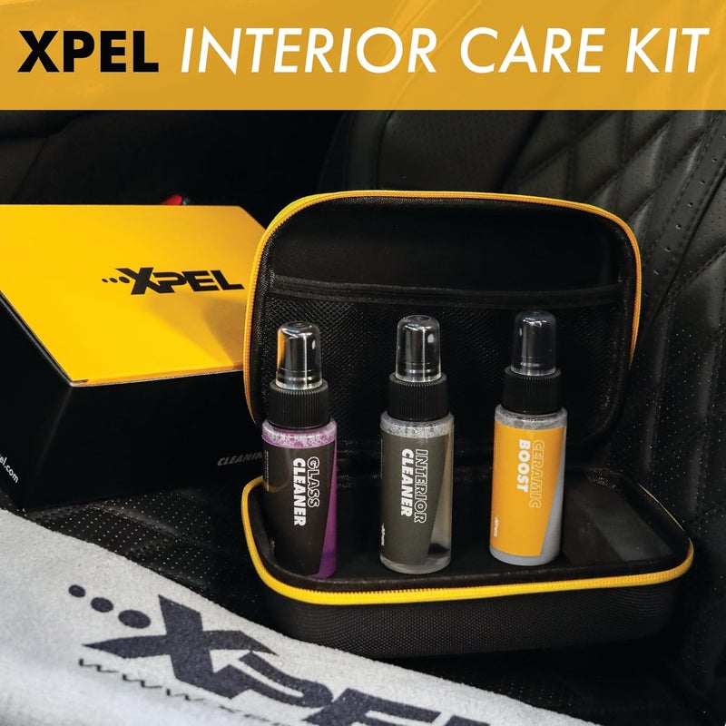 XPEL 3-Pack Interior Care Kit – Car Detailing Set for Interior Surfaces, Trim & Glass | Interior Cleaner, Ceramic Boost, Tint-Safe Glass Cleaner & Premium Microfiber Towel in Branded Case - Image 3