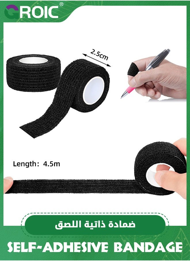 GROIC 30 Pack Athletic Self Adhesive Bandage Wrap Breathable Cohesive Bandage Elastic Tape, Easy Tear First Aid Tape for Wrist, Ankle, Sprains and Swelling(2.5 cm*4.5 m Per Roll, ,White, Black, Complexion)  - Image 2