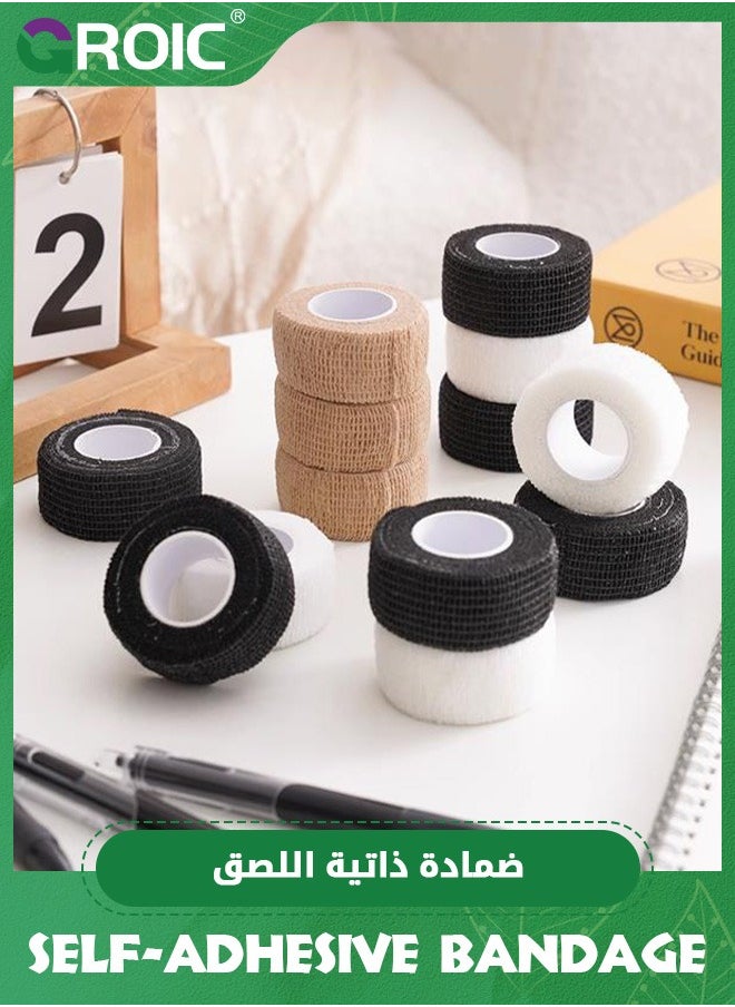 GROIC 30 Pack Athletic Self Adhesive Bandage Wrap Breathable Cohesive Bandage Elastic Tape, Easy Tear First Aid Tape for Wrist, Ankle, Sprains and Swelling(2.5 cm*4.5 m Per Roll, ,White, Black, Complexion)  - Image 3