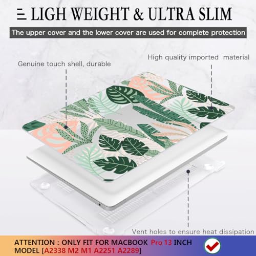 CISSOOK Palm for MacBook Pro 13 inch Case 2025-2020 Release M2 Chip A2338 M1 A2251 A2289 with Touch Bar, Tropical Hard Shell Case with Keyboard Cover for MacBook Pro 13, Tropical Palm Leaves - Image 4