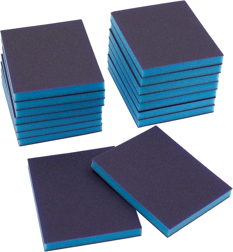 BokWin 16Pcs Sanding Sponge, 120 Grit Washable Sponge Sand Blocks, Wet and Dry Sanding Blocks for Plastic, Wood, Metal, Furniture (Fine Grade) - Image 1