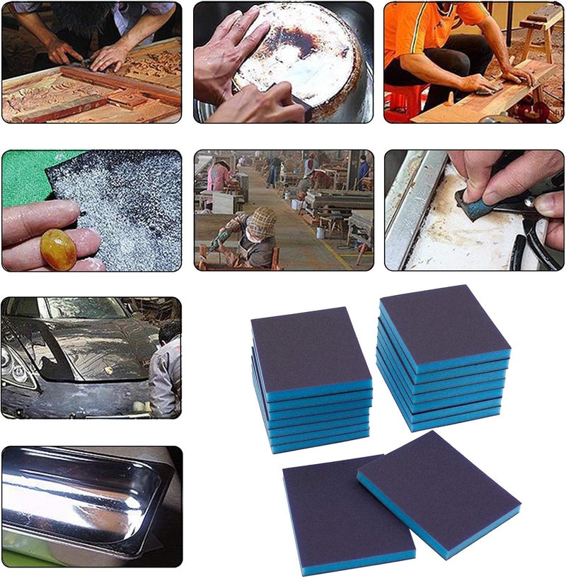 BokWin 16Pcs Sanding Sponge, 120 Grit Washable Sponge Sand Blocks, Wet and Dry Sanding Blocks for Plastic, Wood, Metal, Furniture (Fine Grade) - Image 5