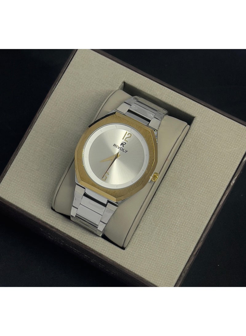 ريفولي ساعة يد للرجال من الستانلس ستيل بعرض انالوج وحركة كوارتز ، سهلة القراءة بتصميم عصري مقاوم للماء، ساعة يد كلاسيكية فاخرة . - Image 1