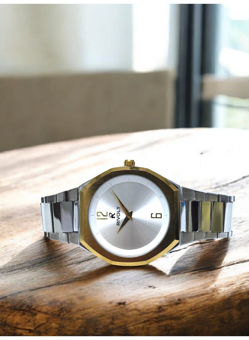 ريفولي ساعة يد للرجال من الستانلس ستيل بعرض انالوج وحركة كوارتز ، سهلة القراءة بتصميم عصري مقاوم للماء، ساعة يد كلاسيكية فاخرة . - Image 3