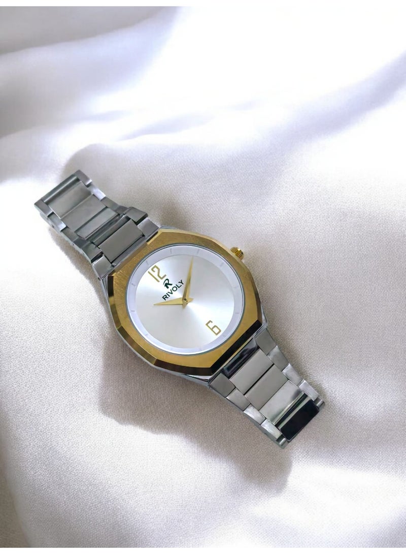 ريفولي ساعة يد للرجال من الستانلس ستيل بعرض انالوج وحركة كوارتز ، سهلة القراءة بتصميم عصري مقاوم للماء، ساعة يد كلاسيكية فاخرة . - Image 4