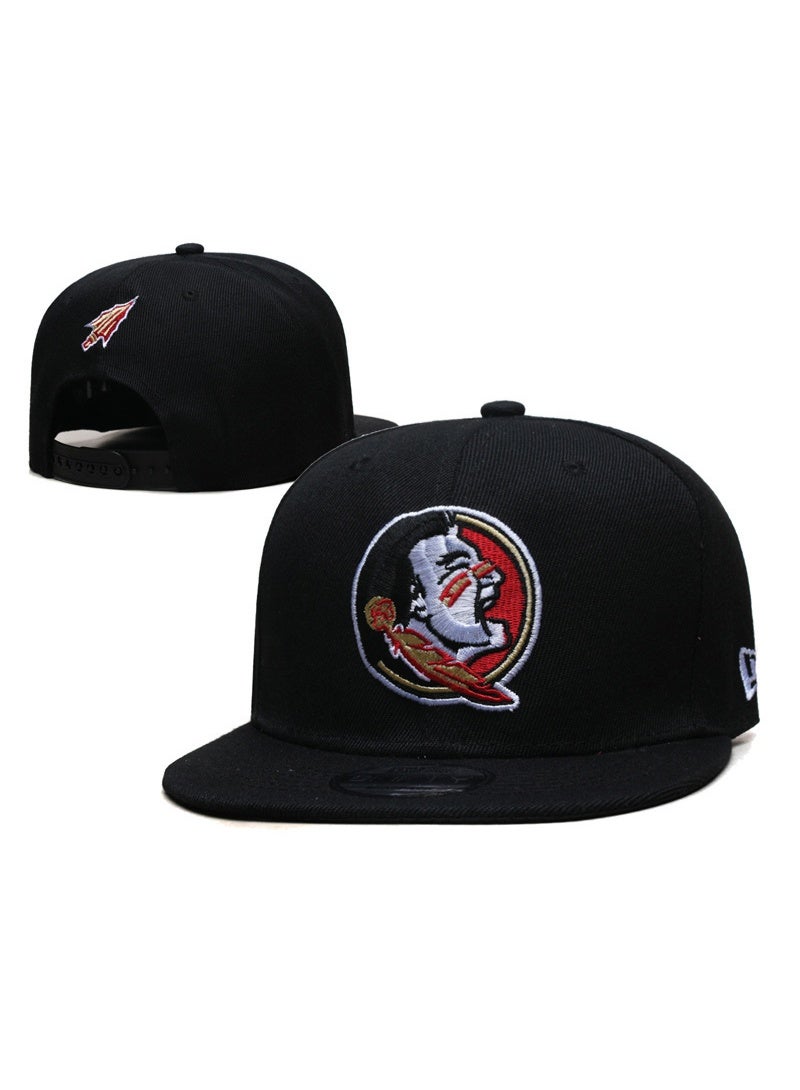 New Era Florida State Seminoles Black Snapback Hat with Embroidered Seminole Logo and Spear Detail