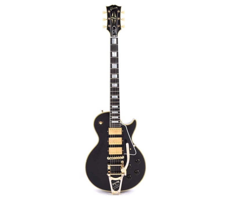 Gibson Custom Shop LPB357LAEBBG1 Murphy Lab 1957 Les Paul Custom 3-Pickup Bigsby Electric Guitar - Ebony Light Aged - Image 2