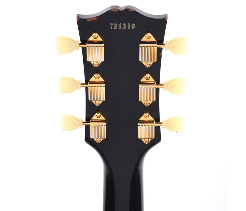 Gibson Custom Shop LPB357LAEBBG1 Murphy Lab 1957 Les Paul Custom 3-Pickup Bigsby Electric Guitar - Ebony Light Aged - Image 5