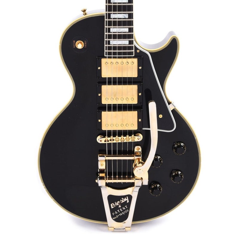 Gibson Custom Shop LPB357LAEBBG1 Murphy Lab 1957 Les Paul Custom 3-Pickup Bigsby Electric Guitar - Ebony Light Aged - Image 1