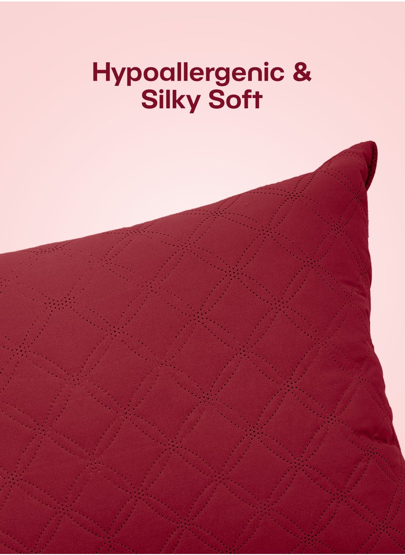 GOODNIGHT Cotton Plus Pillow Hypoallergenic Side And Back Sleeping Pillows For Neck And Shoulder Support Red  - Image 2