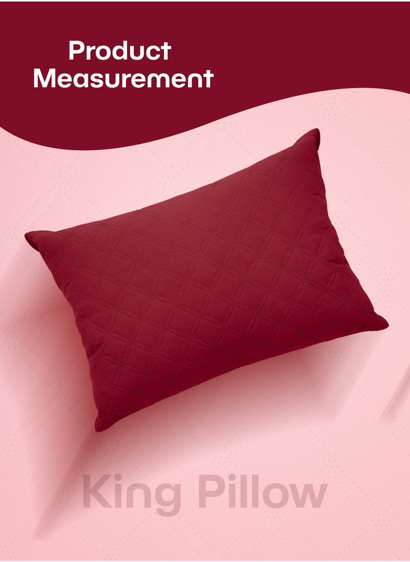 GOODNIGHT Cotton Plus Pillow Hypoallergenic Side And Back Sleeping Pillows For Neck And Shoulder Support Red  - Image 3