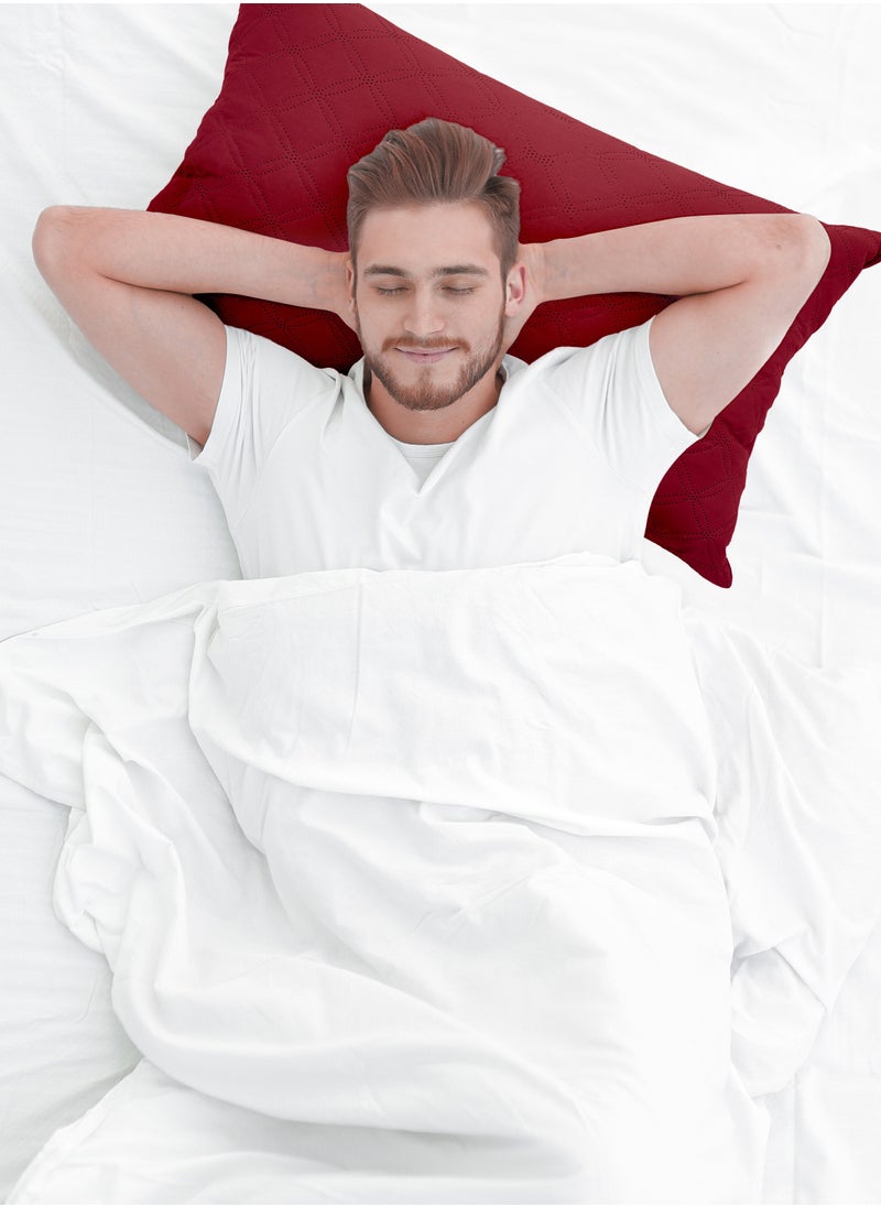 GOODNIGHT Cotton Plus Pillow Hypoallergenic Side And Back Sleeping Pillows For Neck And Shoulder Support Red  - Image 4