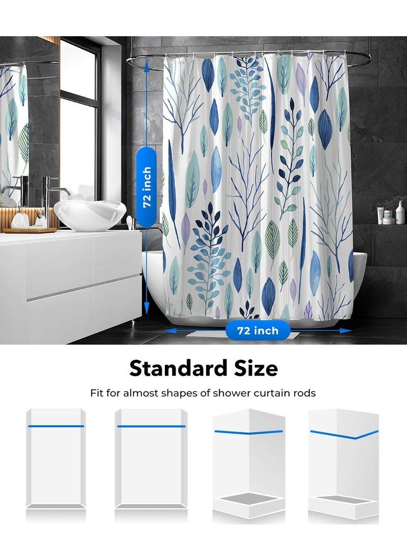 Shower Curtains Floral Shower Curtain Leaf Shower Curtain Plants Tropical Shower Curtain Waterproof Fabric Shower Curtains for Bathroom with 12 Plastic Hooks 72x72 Inch - Image 4