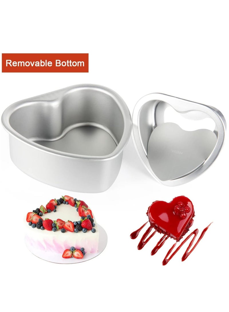 Aluminum Heart Shaped Cake Set for Day and Home 4 and 6 Inch of 2 DIY Baking Mold Tool - Image 2