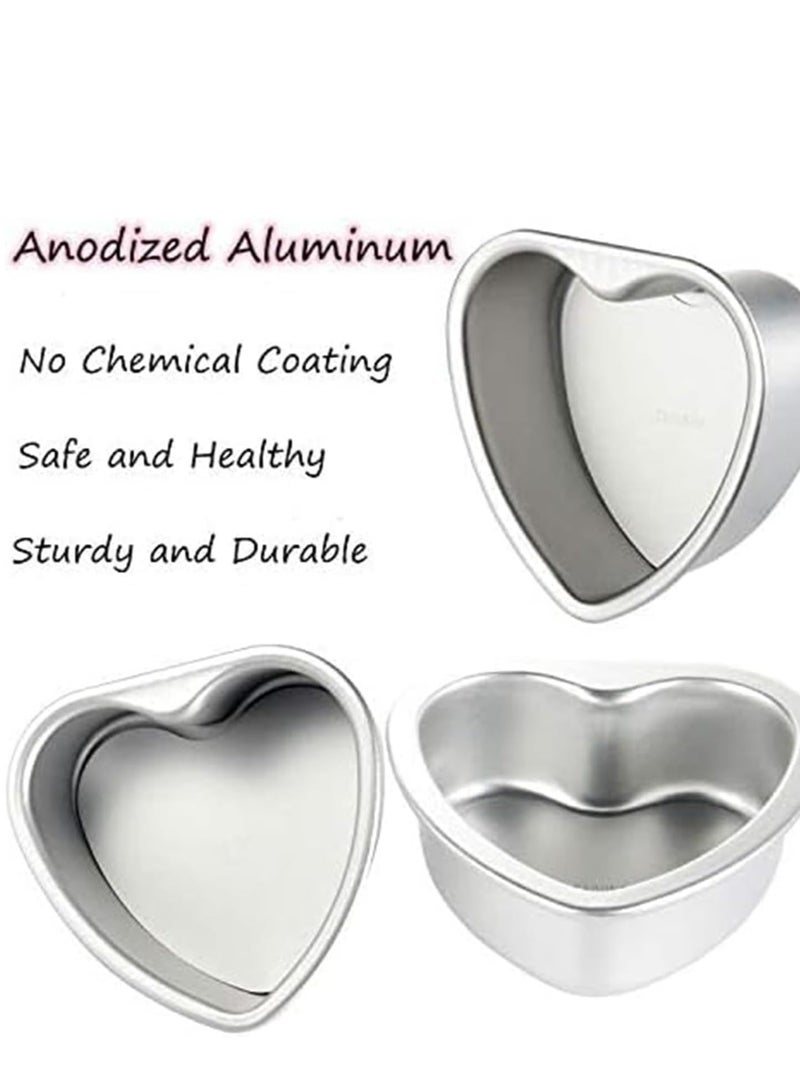 Aluminum Heart Shaped Cake Set for Day and Home 4 and 6 Inch of 2 DIY Baking Mold Tool - Image 3