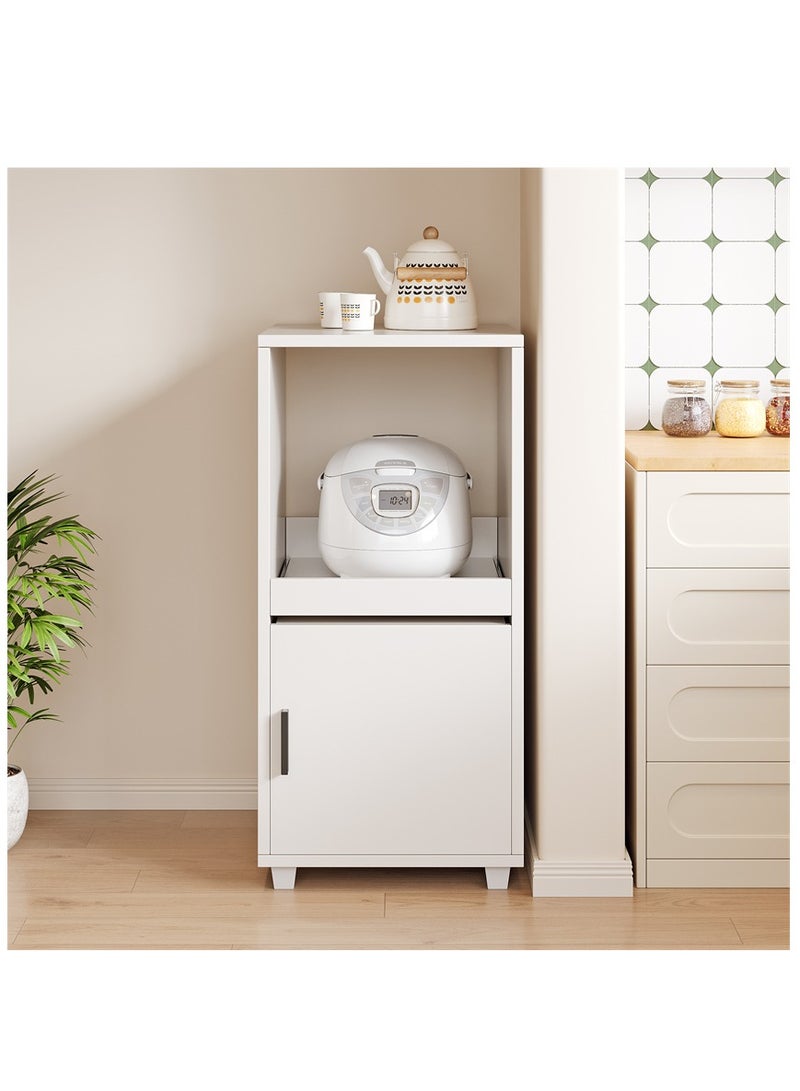 Wooden Storage Cabinet, 2 Tier Shelves Cabinet Rack Stand, Multifunctional Corner Unit Narrow Cupboard Nightstand Organizer for Bedroom Living Room Office (White, ZWG009) - Image 1