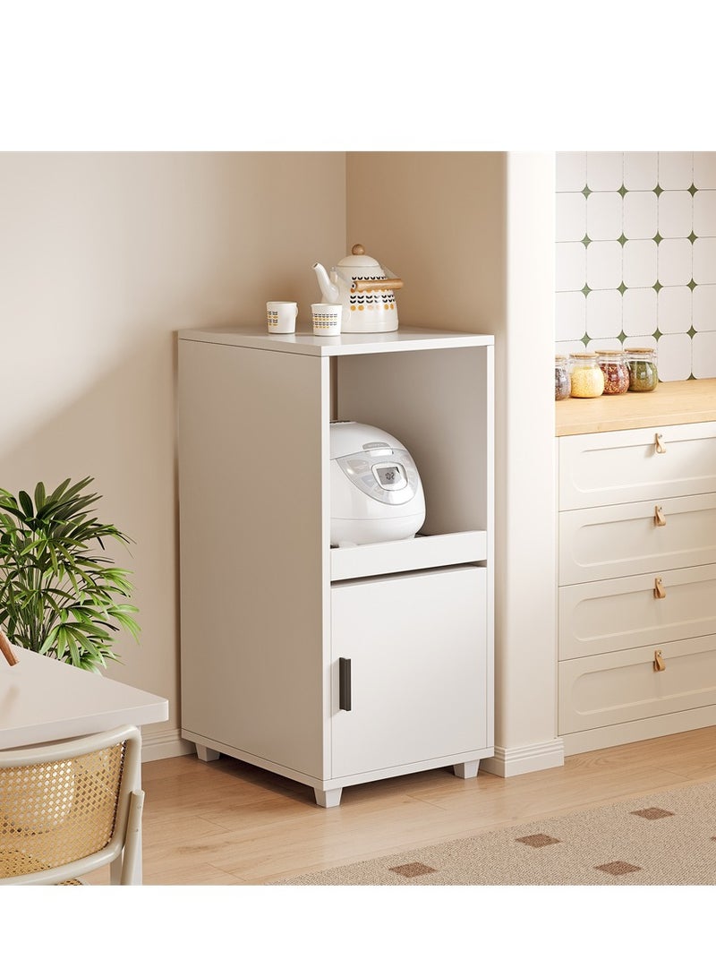 Wooden Storage Cabinet, 2 Tier Shelves Cabinet Rack Stand, Multifunctional Corner Unit Narrow Cupboard Nightstand Organizer for Bedroom Living Room Office (White, ZWG009) - Image 2