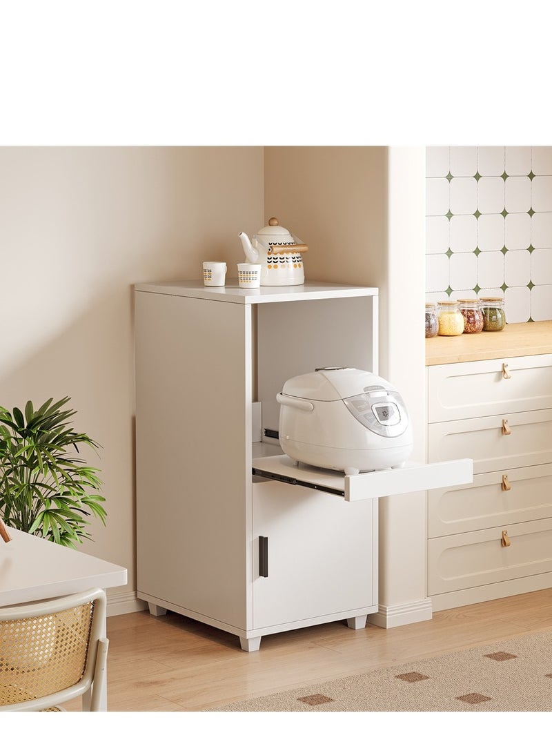 Wooden Storage Cabinet, 2 Tier Shelves Cabinet Rack Stand, Multifunctional Corner Unit Narrow Cupboard Nightstand Organizer for Bedroom Living Room Office (White, ZWG009) - Image 5