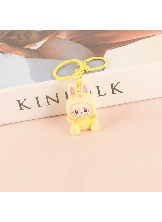 NIBEMINENT Resin Cartoon Cute Flocking LABUBU Keychain, Pendant Doll Accessory Key Chain Gift 