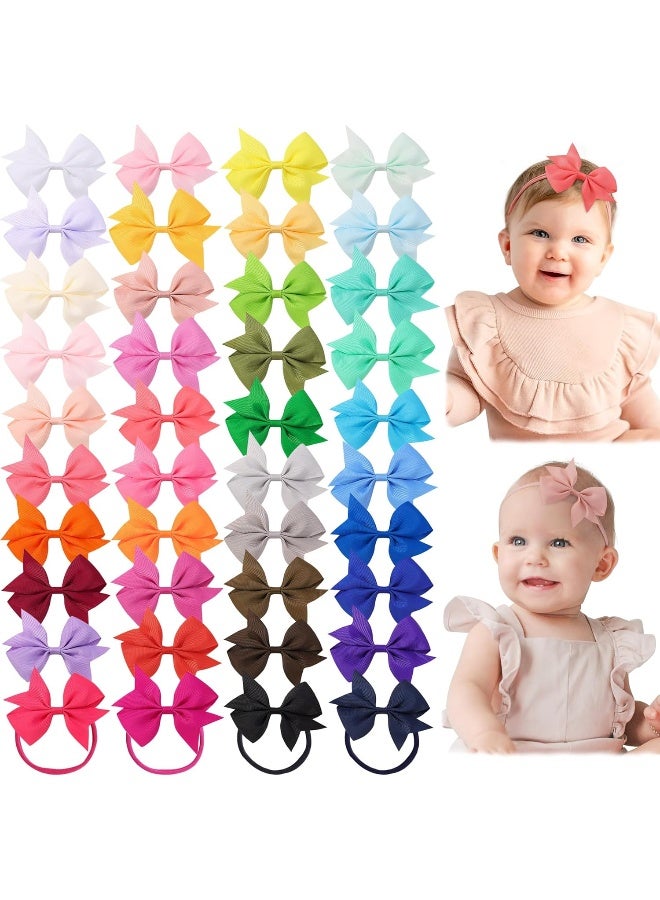 jollybows Jollybows 40pcs Baby Girls Grosgrain Ribbon Hair Bows Headbands 4" Hair Band Hair Accessories for Infants Newborn Toddler  - Image 1
