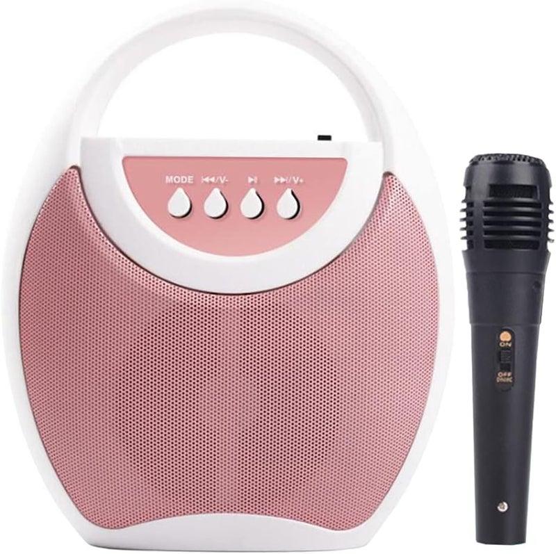 klarako Karaoke Machine for Kids with Microphones, Kids Music Player with Pre Loaded Songs & Bluetooth, Aux Connection Singing Machine Karaoke for Toddler  Pink - Image 1