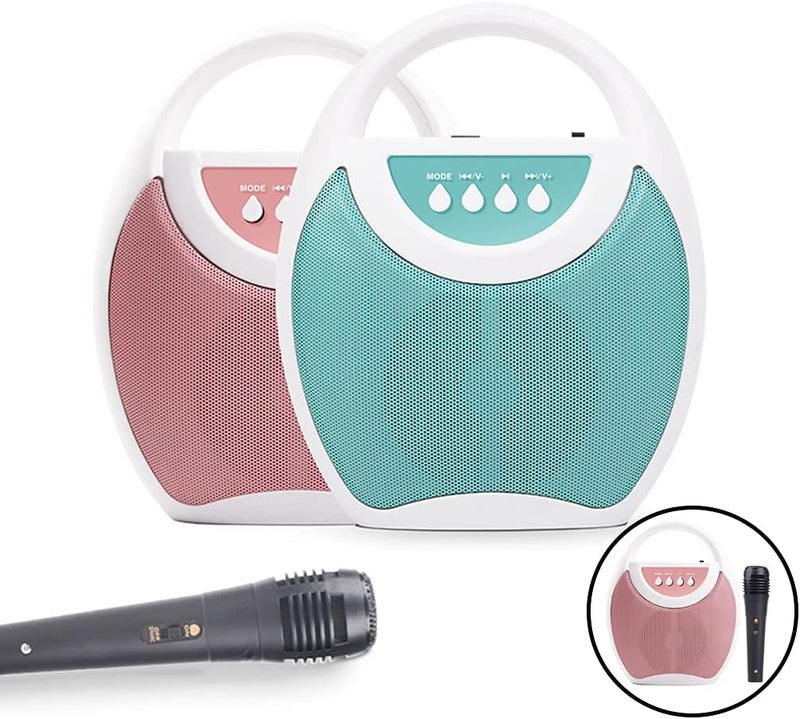 klarako Karaoke Machine for Kids with Microphones, Kids Music Player with Pre Loaded Songs & Bluetooth, Aux Connection Singing Machine Karaoke for Toddler  Pink - Image 4