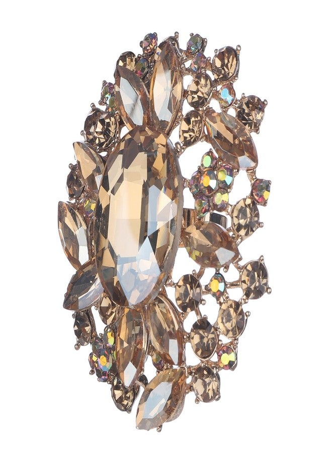 Rumtock Women Big Finger Ring with Champagne Rhinestones Crystals Beads Exaggerated Knuckle Ring Round Open Band Rings Women Jewelry (Champagne) - Image 1