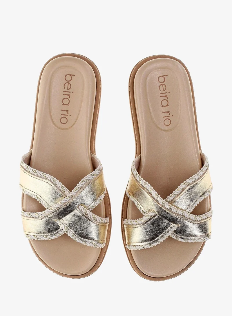 Beira Rio Golden Beira Rio Women’s Flat Summer Footwear – Lightweight Slip-On Comfort with Stylish Casual Design for Women | Best Price UAE