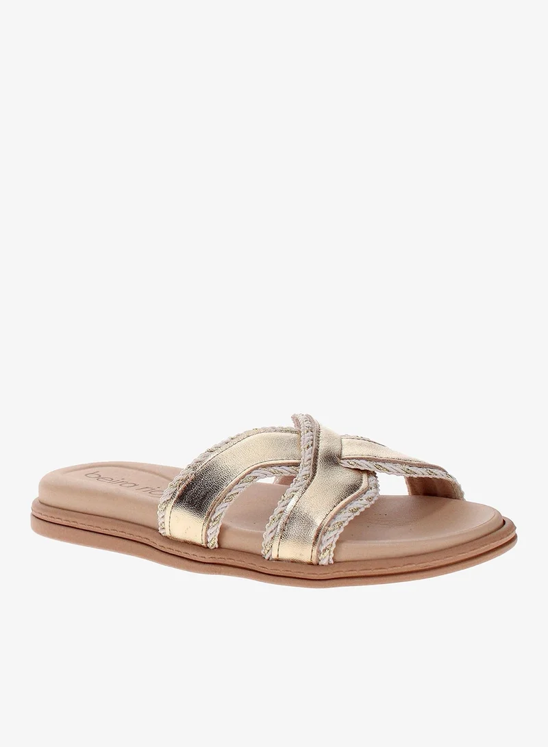 Beira Rio Golden Beira Rio Women’s Flat Summer Footwear – Lightweight Slip-On Comfort with Stylish Casual Design for Women | Best Price UAE