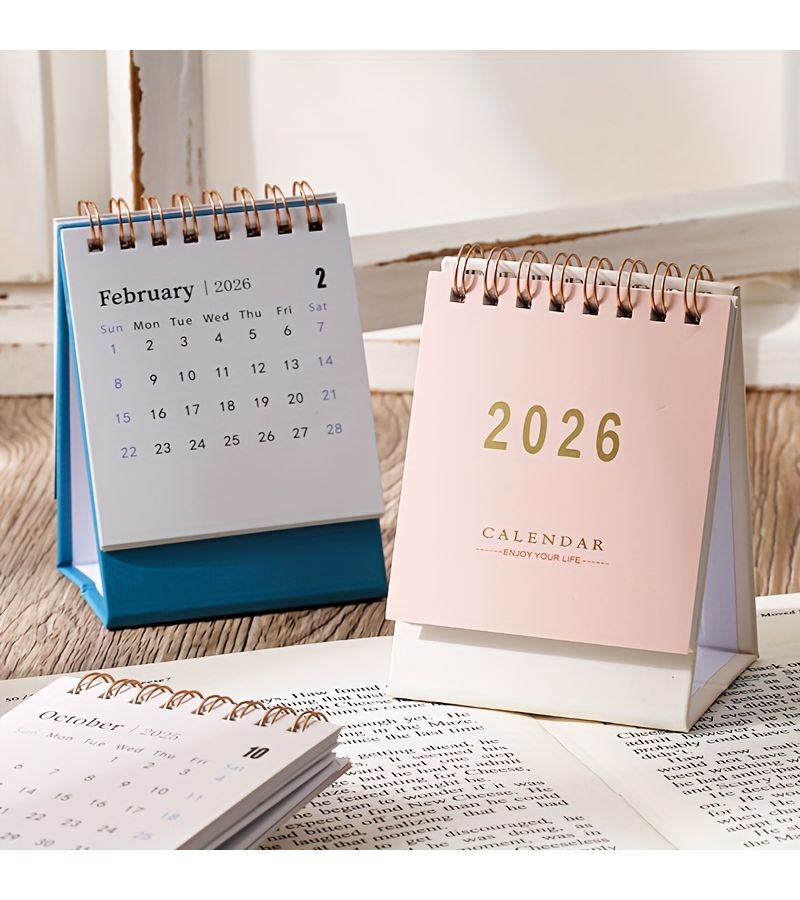 2026 White Desk Calendar Thick 250G Paper Double Wire Binding Monthly Weekly Planning - Image 2