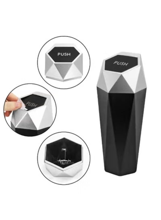 COYO Car Trash Can with Lid , Car Accessories for Interior, Multipurpose Organizers and Storage for Car ,Home, Office, Silver - Image 3