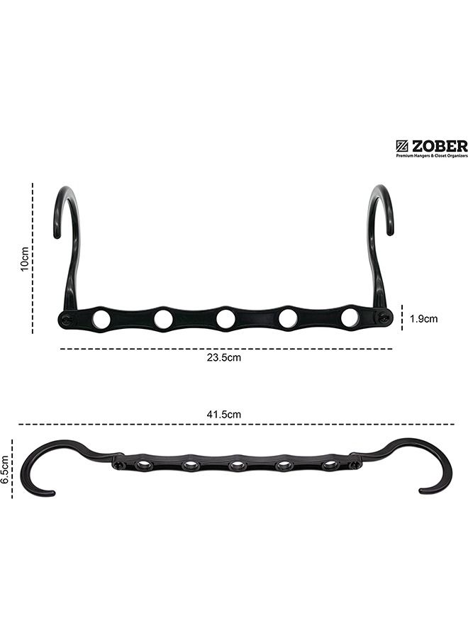 ZOBER Magic Hook Hangers Wonder Metal Hangers Space Saving, Hanger Organizer, Chrome Metal Hooks Suitable with All kind of Hangers (2 Pack, Plastic (Black) - Image 3