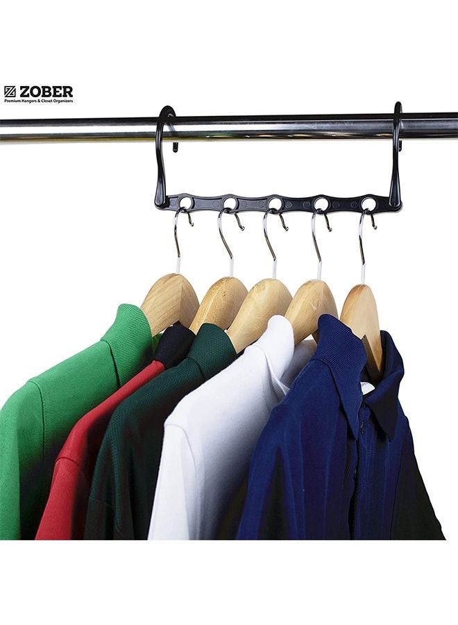ZOBER Magic Hook Hangers Wonder Metal Hangers Space Saving, Hanger Organizer, Chrome Metal Hooks Suitable with All kind of Hangers (2 Pack, Plastic (Black) - Image 2