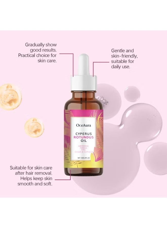 OceAura Cyperus Rotundusl Oil Hair Removal Treatment Oil 60ml | Gently Conditions Hair Follicles, Inhibits Hair Growth, Soothes and Repairs Skin, Suitable for Both Men and Women. - Image 2