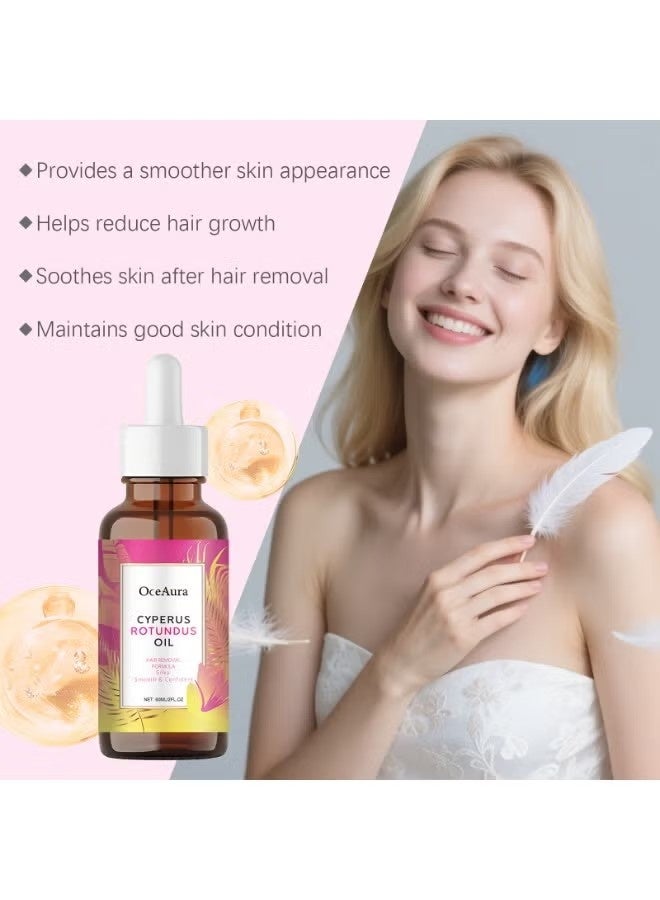 OceAura Cyperus Rotundusl Oil Hair Removal Treatment Oil 60ml | Gently Conditions Hair Follicles, Inhibits Hair Growth, Soothes and Repairs Skin, Suitable for Both Men and Women. - Image 3