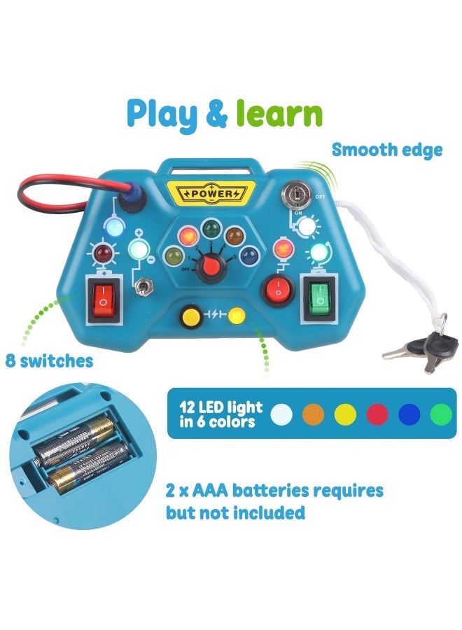 Montessori Busy Board for Toddlers, LED Light Switch Activity Panel, Sensory Toys, Light Switch Toys, Develops Fine Motor Skills & Hand-Eye Coordination - Image 3