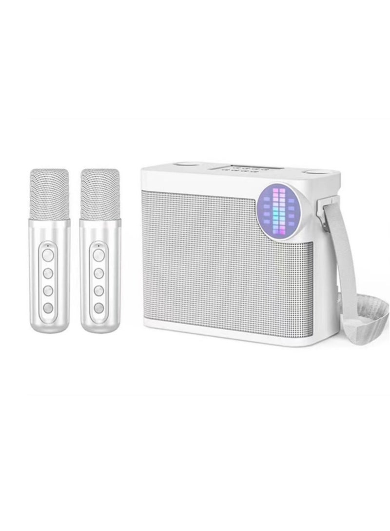 Portable Bluetooth Speaker with 2 Wireless Microphones PA Speaker System with Carrying Handle Echo Vocal Cut for Meetings Parties - Image 1