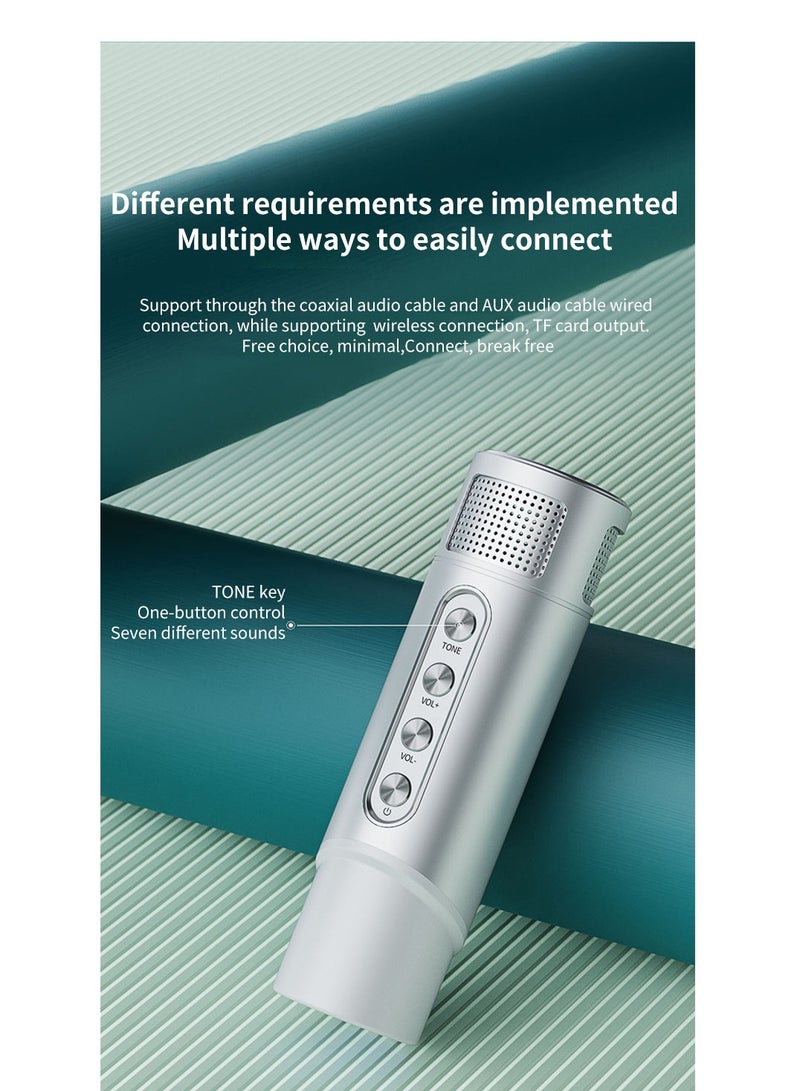 Portable Bluetooth Speaker with 2 Wireless Microphones PA Speaker System with Carrying Handle Echo Vocal Cut for Meetings Parties - Image 3