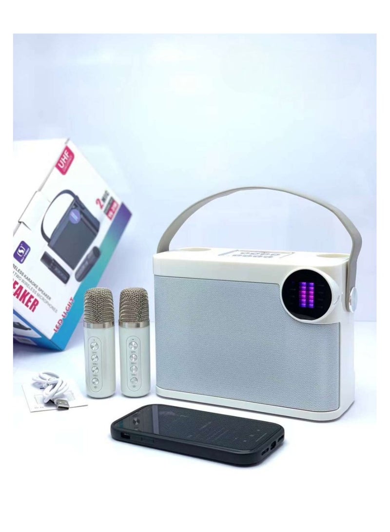 Portable Bluetooth Speaker with 2 Wireless Microphones PA Speaker System with Carrying Handle Echo Vocal Cut for Meetings Parties - Image 2