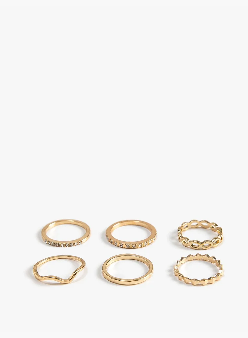 KOTON Ring Set 6 Pack Metal Thin Textured