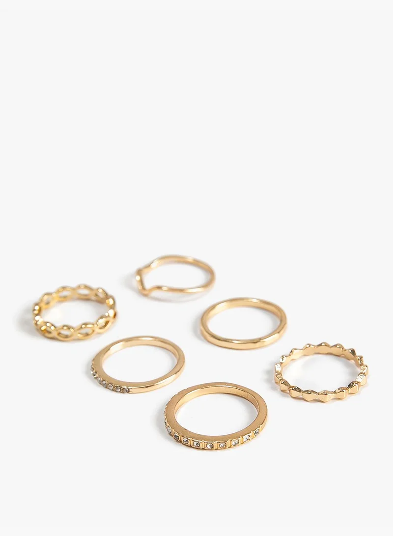 KOTON Ring Set 6 Pack Metal Thin Textured